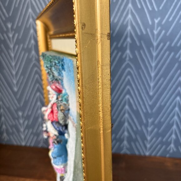 Vintage 3D Santa with Children Framed Christmas Decor Textured Relief Wall Art - Picture 7 of 12